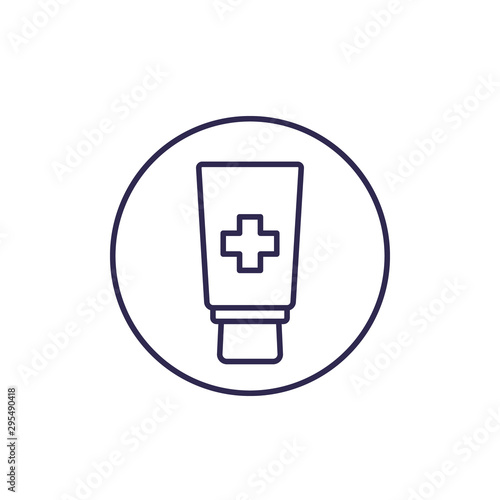 ointment cream, tube medicine line icon