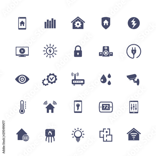 Smart home, house automation system icons set, vector