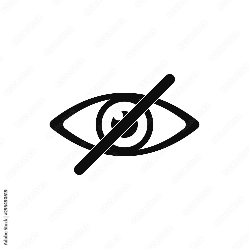 Eye no sign or icon isolated vector element. Flat eye no for concept design.Vector flat illustration. Eye icon vector. Eye no sign or icon isolated vector element. Flat eye no for concept design.Vector flat illustration. Eye icon vector.