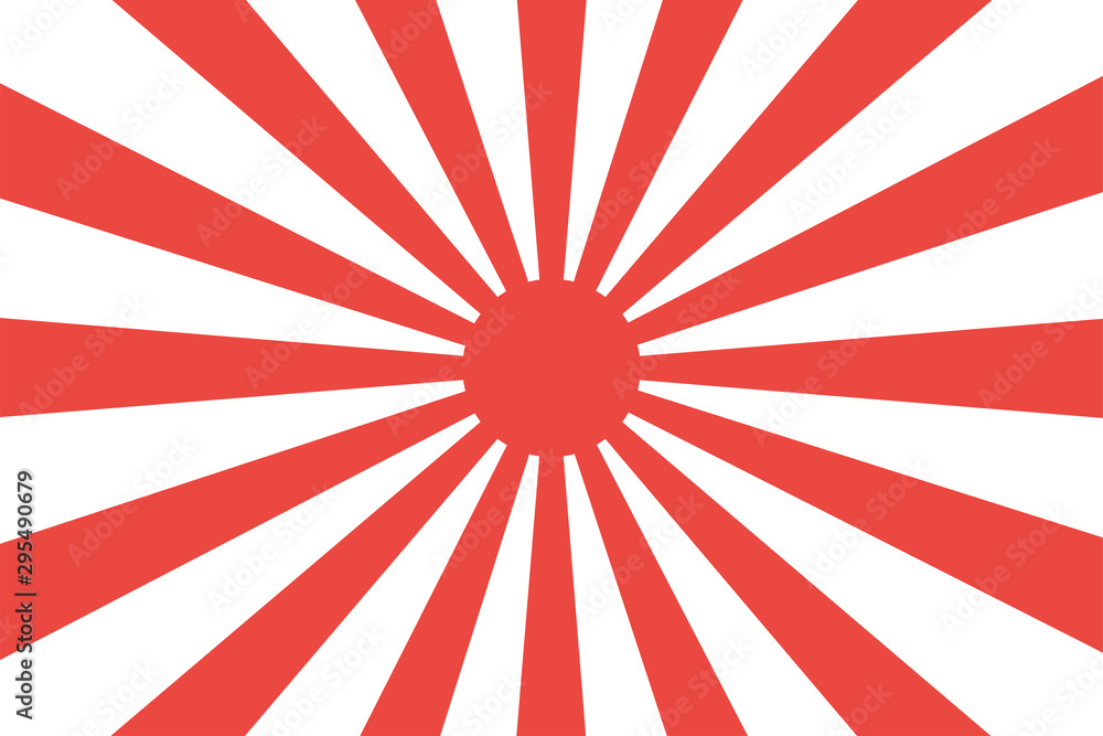 Japanese imperial navy flag isolated vector design. Abstract japanese flag  for decoration design. Sunshine vector background. Vintage sunburst. Stock  Vector