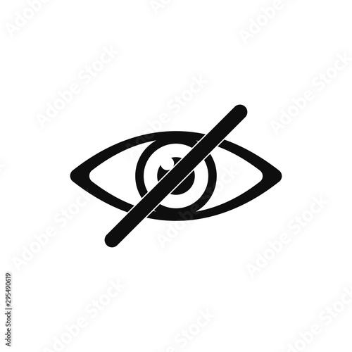 Eye no sign or icon isolated vector element. Flat eye no for concept design.Vector flat illustration. Eye icon vector.
