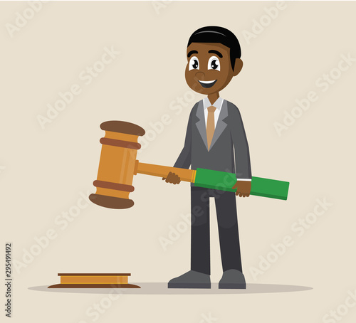 African Businessman hold in hands Gavel justice.