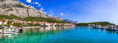 Beautiful Adriatic coast - Makarska riviera in Croatia. view of Makarska town