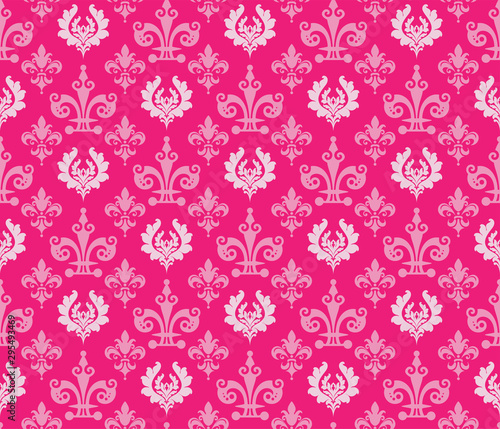 Pink background pattern. Seamless wallpaper in vintage style. Color - pink shades. Vector illustration