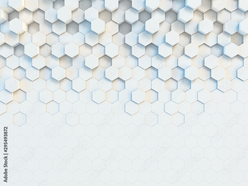 Hexagonal abstract 3d background, white wall with hexagonal pattern 3d ...