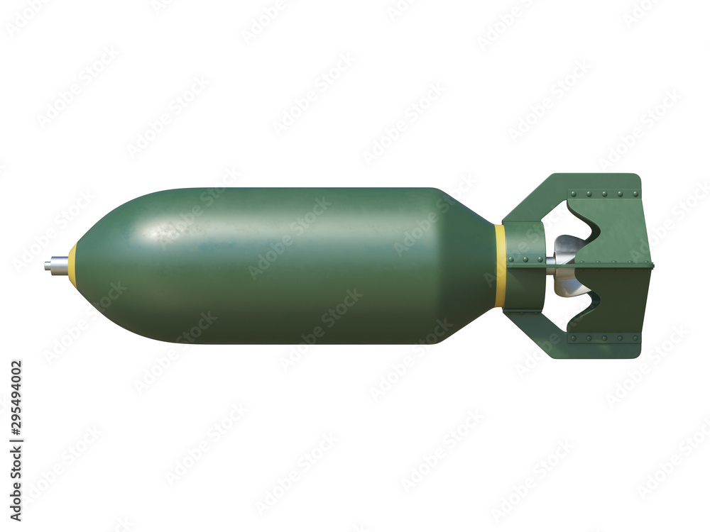 Aerial bomb from various views, isolated on white background 3d rendering