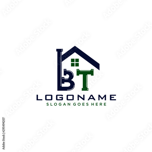 BT Initial for Plumbing Service logo icon vector