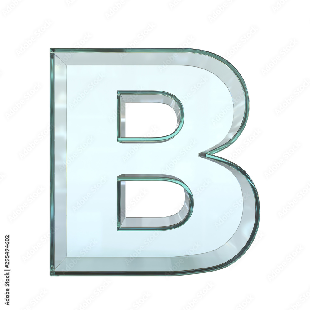 Glass font 3d rendering, letter B Glass font 3d rendering, letter B