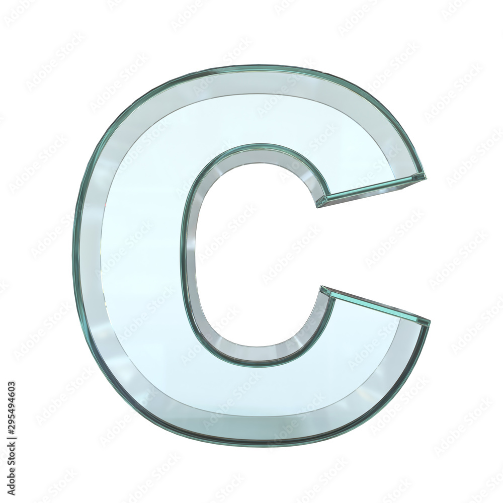 Glass font 3d rendering, letter C Glass font 3d rendering, letter C