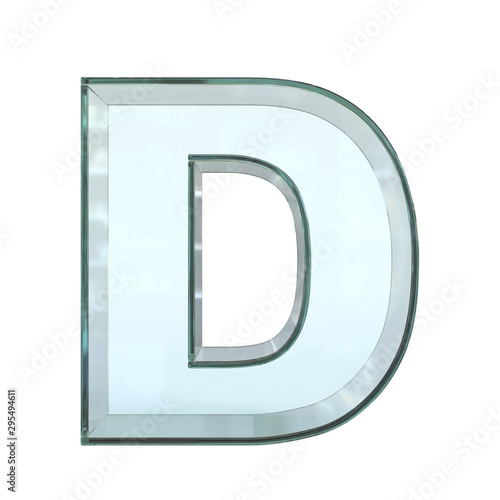 Glass font 3d rendering, letter D