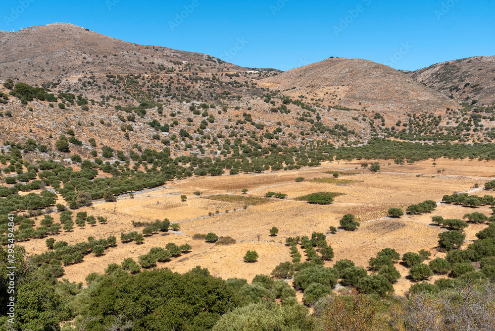 Elounda, Crete, Greece. October 2019.  Farming on a plateau on the Old National road which runs high in the mountains above Elounda, Crete.