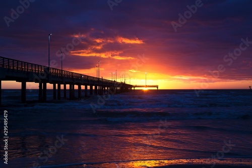 Sunrise at the Fishing Pier in Texas  Gulf of Mexico