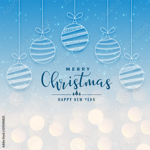 beautiful christmas holiday bokeh background with hanging balls