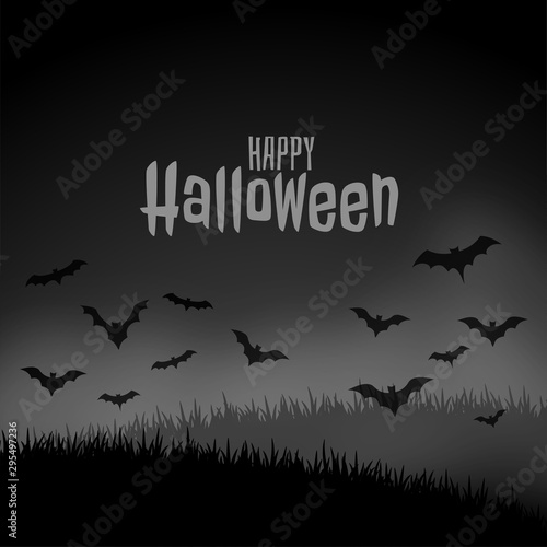 happy halloween night scary scene with flying bats