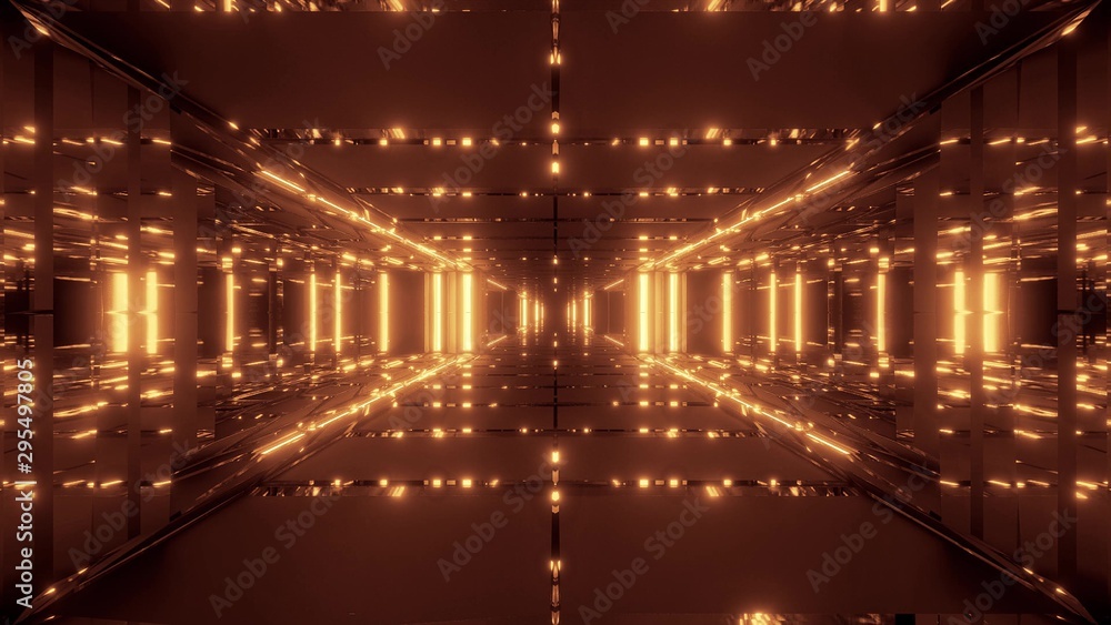 futuristic scifi temple tunnel corridor 3d illustration wallpaper background