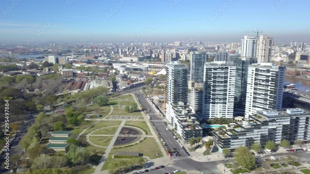 Aerial pan of the enormous Buenos Aires city and La Plata river Aerial pan of the enormous Buenos Aires city and La Plata river