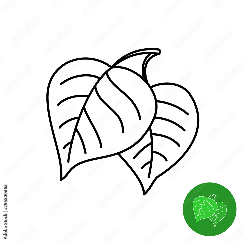 Birch leaves line icon. Simple elegant style two birch tree leaves. Adjustable stroke width. Birch leaves line icon. Simple elegant style two birch tree leaves. Adjustable stroke width.