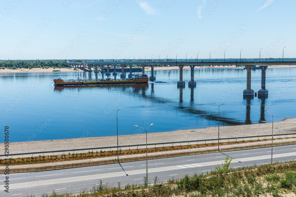 Volgograd bridge across the Volga River, one of the largest transport infrastructure facilities of Russian significance in Volgograd, Russia