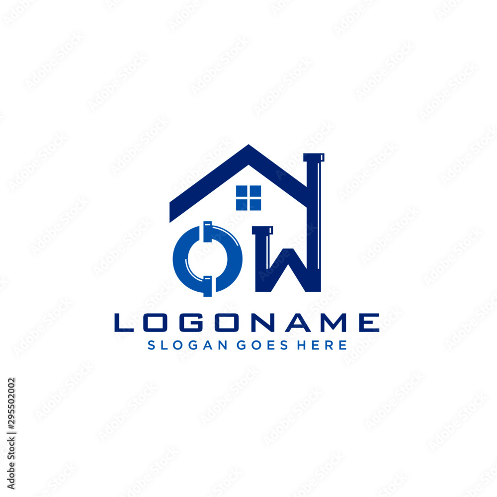 Fototapeta premium OW Initial for Plumbing Service logo icon vector