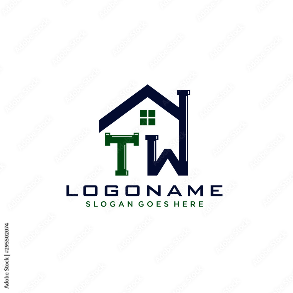TW Initial for Plumbing Service logo icon vector TW Initial for Plumbing Service logo icon vector