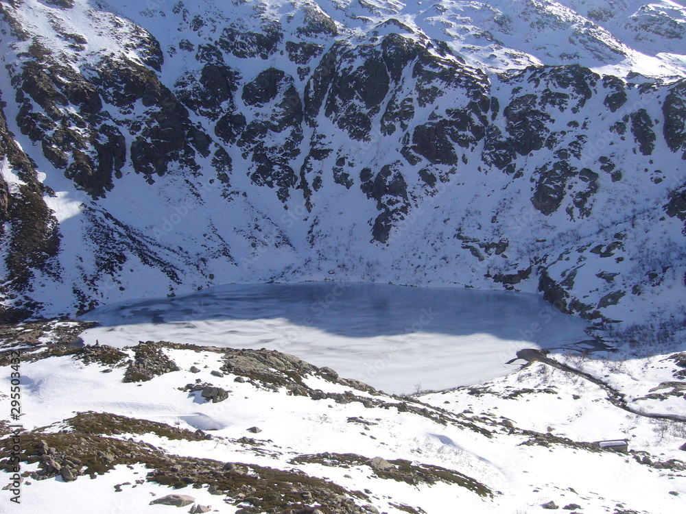 Fototapeta premium winter mountain landscape with mountains and snow