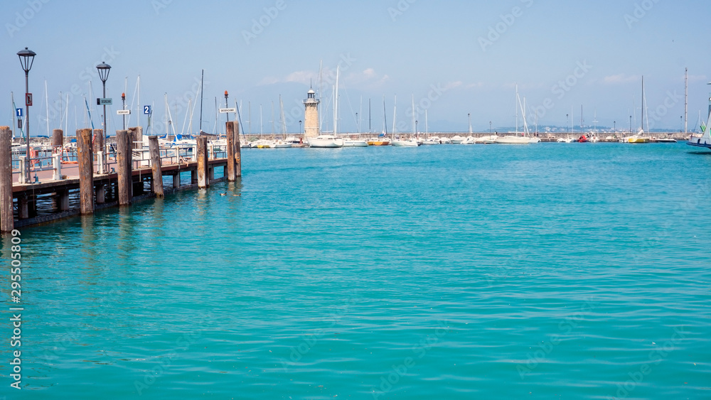 desenzano del garda Italy, amazing view of the dock of the famous lake of Garda in Italy
