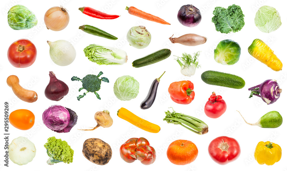 set of various fresh ripe vegetables isolated - obrazy, fototapety, plakaty 