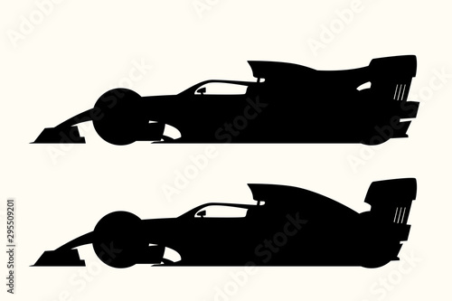 formula one set silhouettes on white