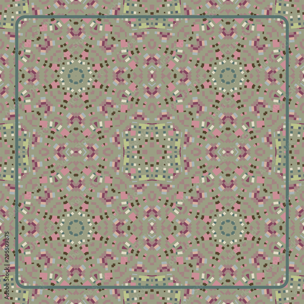 Vintage background with geometric and floral elements. Retro seamless wallpaper pattern. Scarf design.  