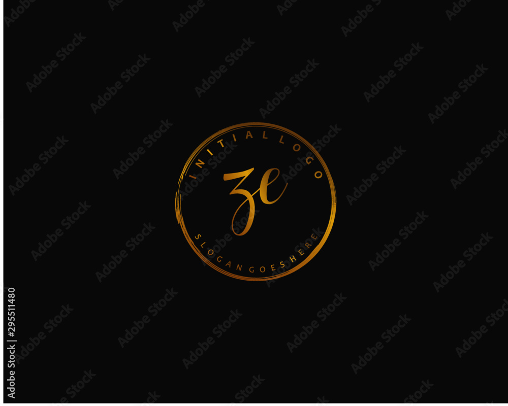 Naklejka premium ZE Initial handwriting logo vector