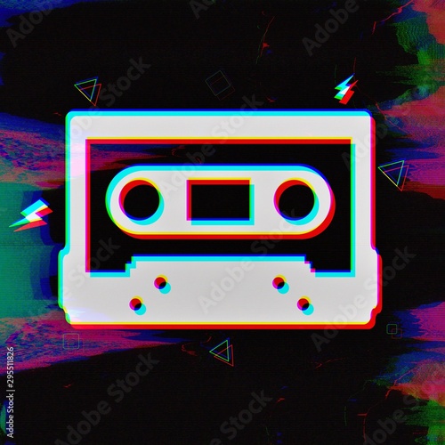 old Cassette tape icon in retro 3d style , audio tape Cassette vintage background , Prints on T-shirts, sweatshirts, cases for mobile phones