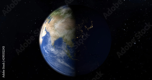 Fototapeta Naklejka Na Ścianę i Meble -  Planet Earth by day and night from outer space. 3D - illustration.