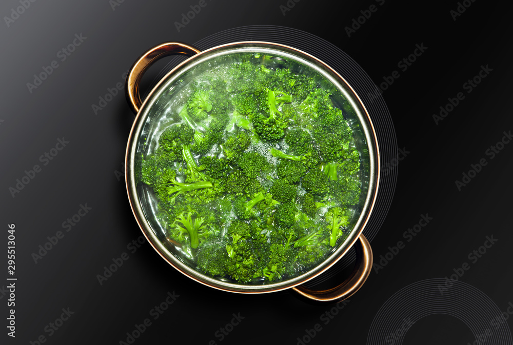 broccoli cooked in a saucepan broccoli cooked in a saucepan
