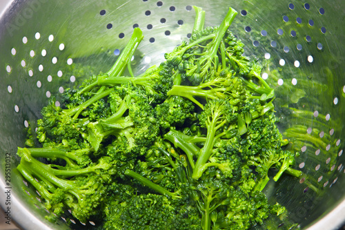 Boiled broccoli in a druschlag photo