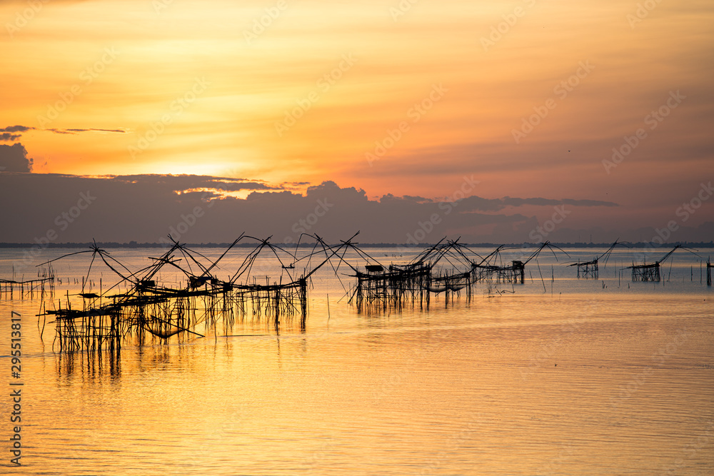 Fishing of life along the Rakpra place, Phatthalung province, South of Thailand.