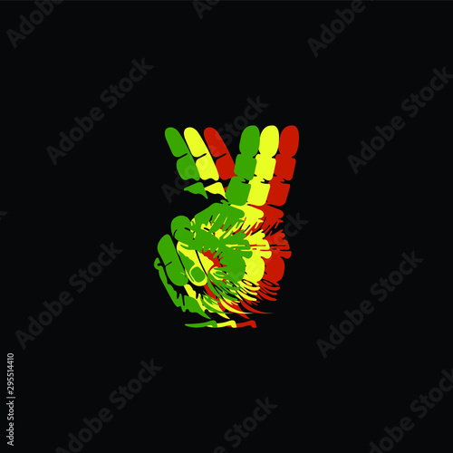 Abstract Hand Peace Sign JAMAICA theme design - VECTOR