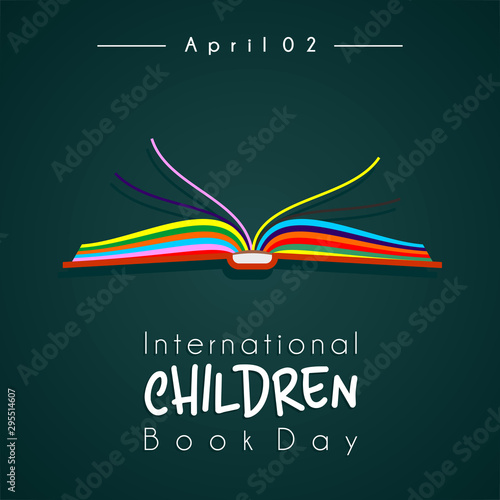 International Chidren's Book Day with open color book cartoon vector design