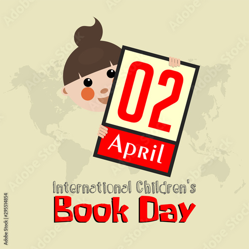 International Chidren's Book Day on 2 April with child behind the text board
