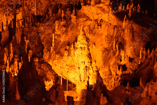 Beautiful lighting cave interior in Greece