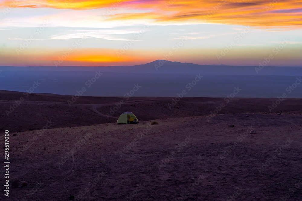 Great sunset in the Atacama Desert. free camping