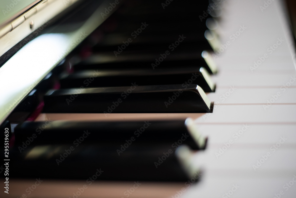Closeup of a piano keyboard