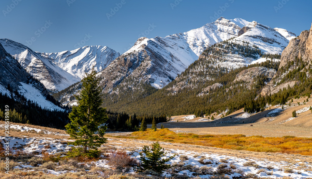 High Rocky Mountains in Idaho Lost River Range autumn with snow
