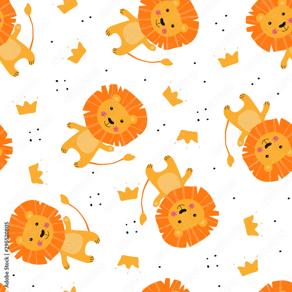 Seamless pattern with cute lion Seamless pattern with cute lion