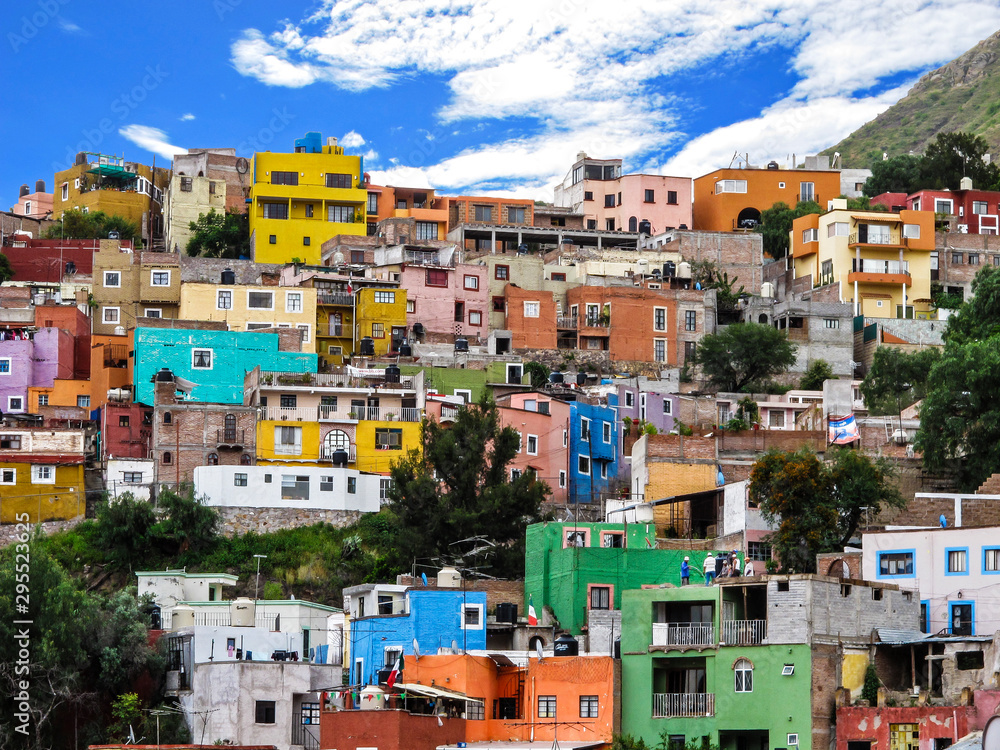 City landscape with colorful houses of Guanajuato