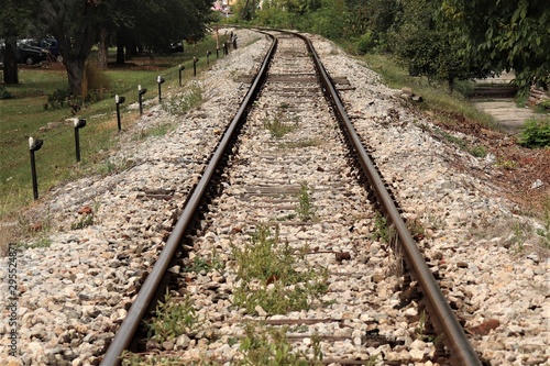 the railway goes into the distance for a turn