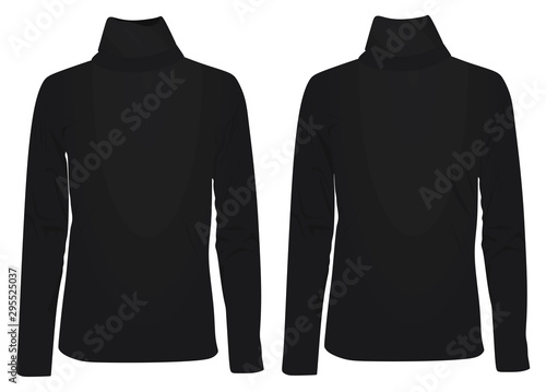 Black high neck long sleeve t shirt. vector illustration
