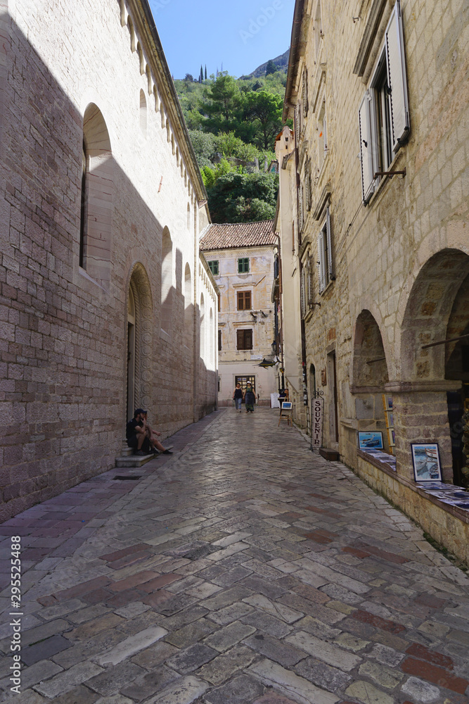 Street of the old city in Kotor. Montenegro
