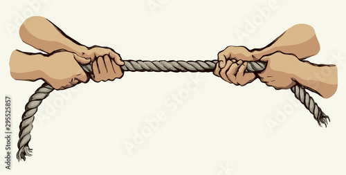Tug of war. Vector drawing