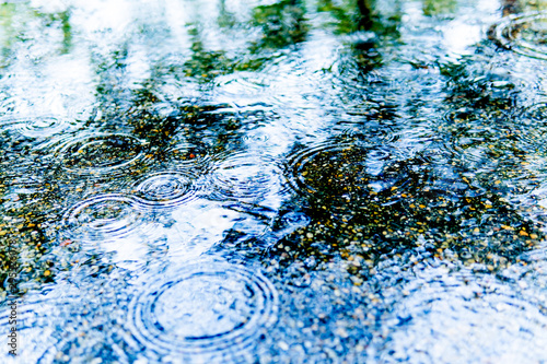 波紋の出来た水溜り