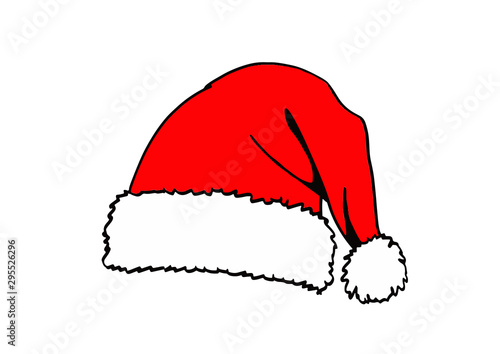 Red Santa Claus hat isolated on white background,vector illustration